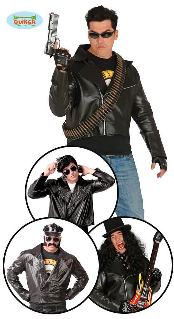 Biker Jack Zwart - L (52-54), Kleding | Dames, Carnavalskleding en Feestkleding, Verzenden