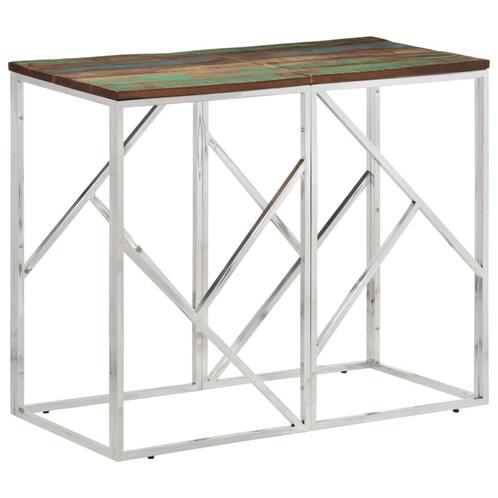 vidaXL Wandtafel roestvrij staal en massief gerecycled hout, Huis en Inrichting, Tafels | Bijzettafels, Nieuw, Verzenden