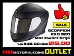 !! Motorhelm Scorpion - EXO 920 Flux - Mat Zwart-Grijs !!