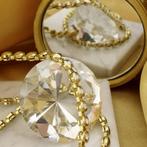 Bicolor gouden tennis collier met diamanten (Ketting), Gebruikt, Overige kleuren, Ophalen of Verzenden, Met edelsteen