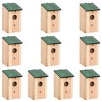 Set van 10 Houten Vogelhuisjes van Massief Vurenhout met Gro, Huis en Inrichting, Verzenden, Nieuw