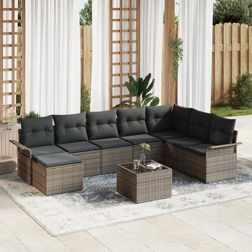 vidaXL 8-delige tuinsofa set met kussen Grijs Poly Rattan, Tuin en Terras, Tuinsets en Loungesets, Nieuw, Rotan, Verzenden