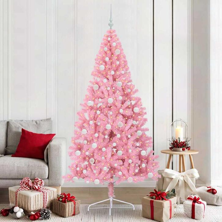 vidaXL Kunstmatig Voorverlicht Kerstboom met 300 LED Roze, Diversen, Kerst, Nieuw, Verzenden