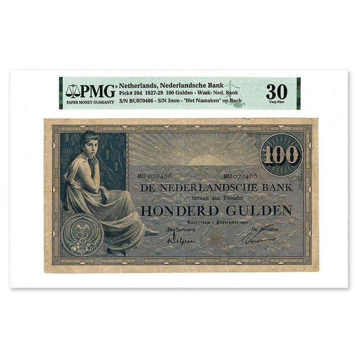 100 Gulden Grietje Seel 1921 PMG 30, Postzegels en Munten, Bankbiljetten | Nederland, Verzenden