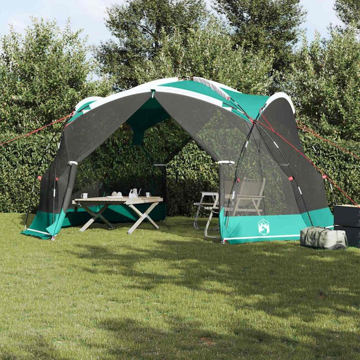 vidaXL Tenten met dak Zeegroen 434 x 434 x 230 cm Polyester, Caravans en Kamperen, Tenten, Nieuw, Verzenden