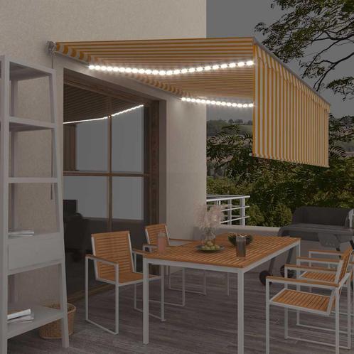 vidaXL Luifel handmatig uittrekbaar met rolgordijn LED 4x3 m, Tuin en Terras, Zonneschermen, Nieuw, Verzenden