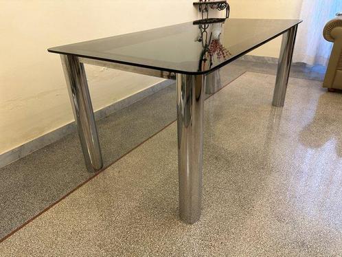 Tafel - Glas - geventileerd glas en chroomstalen, Antiek en Kunst, Kunst | Designobjecten