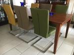 Set van 6 kleuren mix leren eetkamerstoelen met sledepoot, Huis en Inrichting, Stoelen, Ophalen of Verzenden, Nieuw, Leer