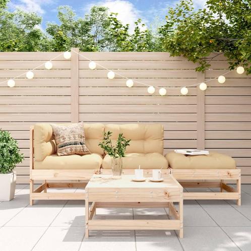 vidaXL 4-delige Loungeset massief grenenhout, Tuin en Terras, Tuinsets en Loungesets, Loungeset, Nieuw, 4 zitplaatsen, Verzenden