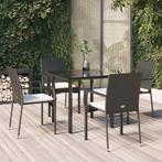 vidaXL 5-delige Tuinset met kussens poly rattan zwart, Tuin en Terras, Tuinsets en Loungesets, 4 zitplaatsen, Nieuw, Tuinset, Verzenden