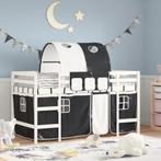 vidaXL Kinderhoogslaper met tunnel 80x200 cm grenenhout wit, Eenpersoons, Verzenden, Zwart, Nieuw
