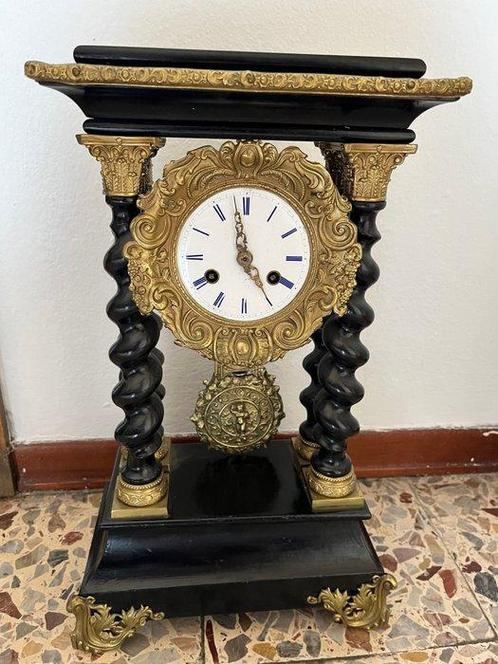 Portico klok - Brons, Emaille, Hout - 1850-1900, Antiek en Kunst, Antiek | Klokken