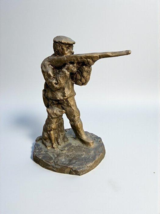 Figuur - Sculpture of a Hunter & Dog - Brons, Antiek en Kunst, Curiosa en Brocante