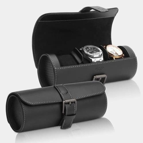 Horlogerol Zwart leder 3 Horloges Modalo, Sieraden, Tassen en Uiterlijk, Horloges | Heren, Nieuw, Verzenden