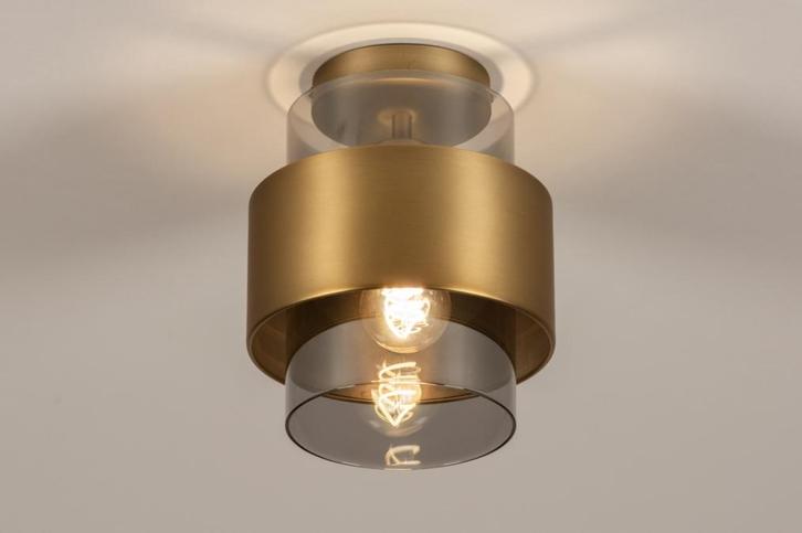 Rietveld Plafondlampen - Grijs, Goud, Brons - Glas, Metaal, Huis en Inrichting, Lampen | Plafondlampen, Verzenden