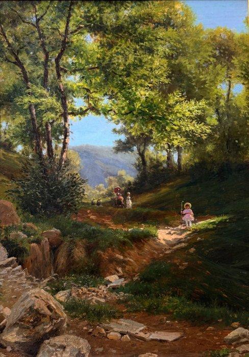Silvio Poma (1841-1932) - Passeggiata, Antiek en Kunst, Kunst | Schilderijen | Klassiek