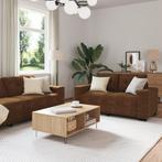 vidaXL 2-delige Sofaset met Kussens in Bruin Kunstleer, Verzenden, Nieuw, Leer, 200 tot 250 cm