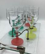 Drinkservies voor 6 - geëtst glas - Vintage cocktailset uit, Antiek en Kunst, Curiosa en Brocante