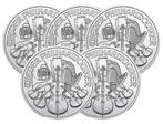 Oostenrijk. 5 x 1 oz €1.5 EUR Silver Philharmonic Coin BU, Postzegels en Munten