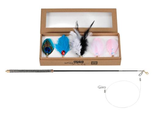 Kattenhengel met 5 veren - Kattenspeeltje - Katten hengel..., Dieren en Toebehoren, Kattenspeelgoed, Nieuw, Ophalen of Verzenden