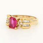 Ring - 18 karaat Geel goud Robijn - Diamant, Nieuw