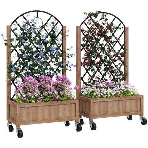 TRUUSK 2-delige Set Verhoogde Plantenbak Met Rol, Klimrek, T, Tuin en Terras, Bloembakken en Plantenbakken, Nieuw, Verzenden