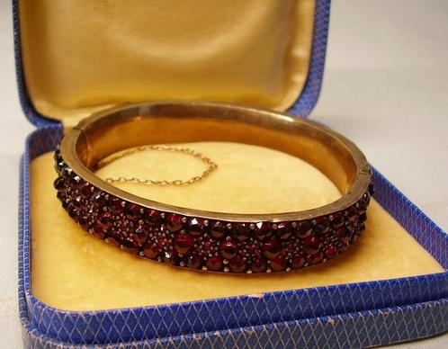 Armband Tombak, Schaumgoud - 36.00ct. tw. Granaat - antieke, Sieraden, Tassen en Uiterlijk, Armbanden