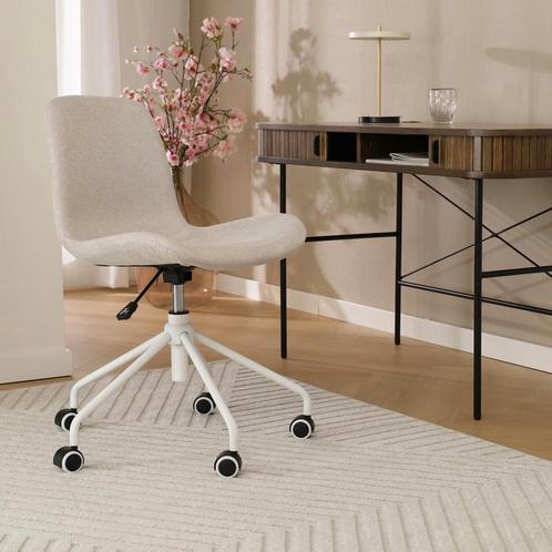 Nolon beige bureaustoel | Gestoffeerde zitting | met wielen, Huis en Inrichting, Stoelen, Eén, Overige kleuren, Nieuw, Stof, Verzenden