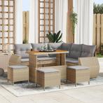 vidaXL 9-delige Tuinbankenset met kussen poly rattan acacia, Verzenden, Nieuw, Rotan