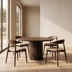 Tafel rond Eikenhout  Latjes onderstel 150cm, Nieuw