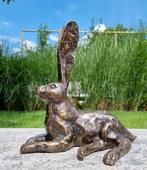 sculptuur, Liggende haas - 32 cm - Brons