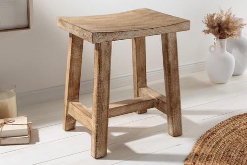 Stevige kruk FINCA 45cm beige mangohout handgemaakt Boho, Huis en Inrichting, Barkrukken, Ophalen of Verzenden