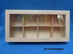 kistje met 8 vakken en glazen deksel - verzamelkistje, Huis en Inrichting, Woonaccessoires | Kisten, Minder dan 50 cm, Glas, Nieuw