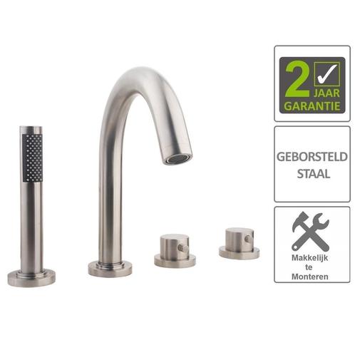 BWS Badrandthermostaat 4Gats Rond Afbouwset RVS (Exclusief, Doe-het-zelf en Verbouw, Sanitair, Kraan, Nieuw, Ophalen of Verzenden