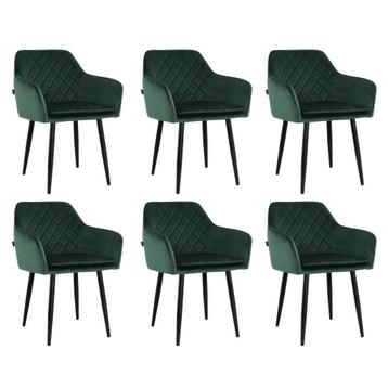 Lina® Noble - Velvet Eetkamerstoelen - Set van 6 - Groen beschikbaar voor biedingen