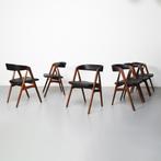 Vintage Deense eetkamerstoelen, set van 6, Huis en Inrichting, Stoelen, Gebruikt, Zwart, Vijf, Zes of meer stoelen, Leer