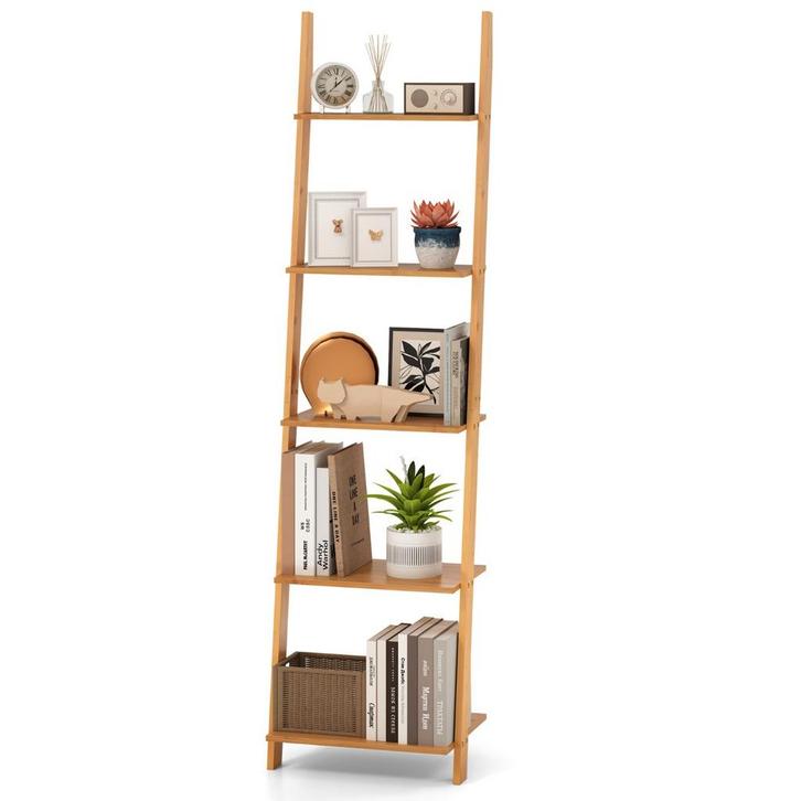 LIVSK Bamboe Ladderplank - 5 Open Opslagplanken - Ruimtebesp, Huis en Inrichting, Kasten | Boekenkasten, Nieuw, Verzenden