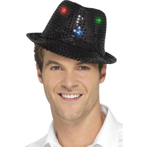 Zwarte pailletten hoedjes met LED lichtjes - Feesthoeden o.., Hobby en Vrije tijd, Feestartikelen, Verzenden