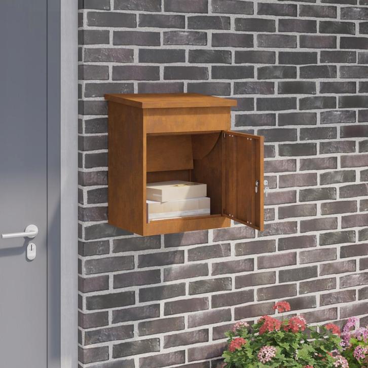 vidaXL Pakket inwerp box Roestig 47,5 x 38 x 59 cm, Tuin en Terras, Brievenbussen, Nieuw, Verzenden