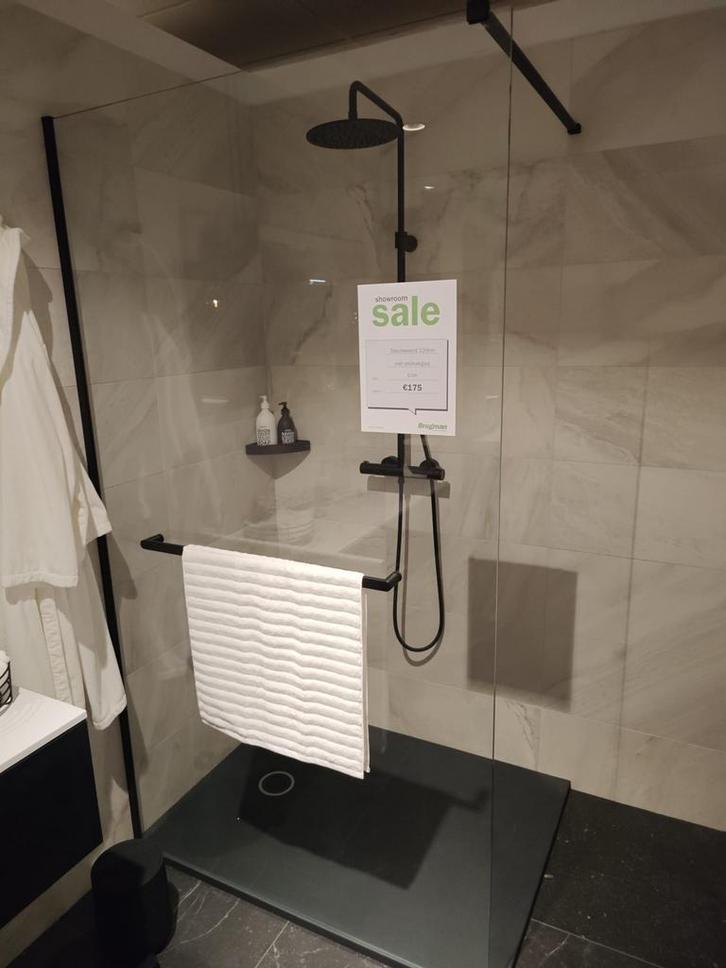 Inloopdouche 120cm mat zwart met 8mm antikalk glas - 0031, Doe-het-zelf en Verbouw, Sanitair, Douche, Nieuw, Glas, Ophalen