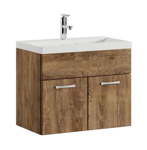 Badkamermeubel Montreal Set 01 60 x 35 cm Bruin Eiken, Huis en Inrichting, Badkamer | Badkamermeubels, Nieuw, Wastafelkast, Verzenden