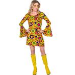 Disco 70S Jurk Gekleurd Dames, Kleding | Dames, Carnavalskleding en Feestkleding, Verzenden, Nieuw