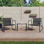 vidaXL 3-delige Loungeset met kussens staal antracietkleurig, Verzenden, Nieuw, Rvs, Loungeset