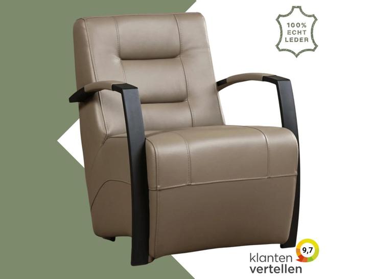 Leren fauteuil Magnificent - Massif Lava (grijs), Huis en Inrichting, Fauteuils, 50 tot 75 cm, 75 tot 100 cm, Nieuw, Leer, Ophalen of Verzenden