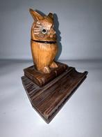 Black Forest snijwerk uil met glazen ogen inktpot - Inktpot