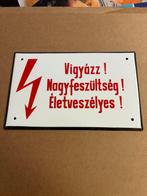 Original Hungarian Enamel Sign – Danger! High Voltage!