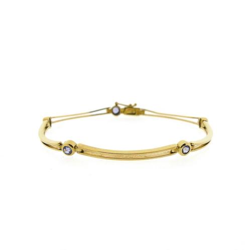 8 Krt. Fantasie schakel armband | 19 cm (zirconia, geelgoud), Sieraden, Tassen en Uiterlijk, Antieke sieraden, Met edelsteen, Goud