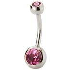 Fako Bijoux® - Navelpiercing - Kristal - Donkerroze, Sieraden, Tassen en Uiterlijk, Piercings, Verzenden, Nieuw