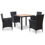 vidaXL 5-delige Tuinset met kussens poly rattan zwart, Tuin en Terras, 4 zitplaatsen, Nieuw, Tuinset, Verzenden