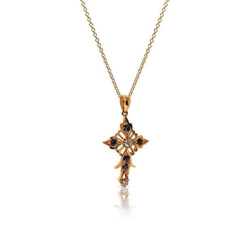 Halsketting - 18 karaat Geel goud - 0.46ct. tw. Diamant, Sieraden, Tassen en Uiterlijk, Kettingen